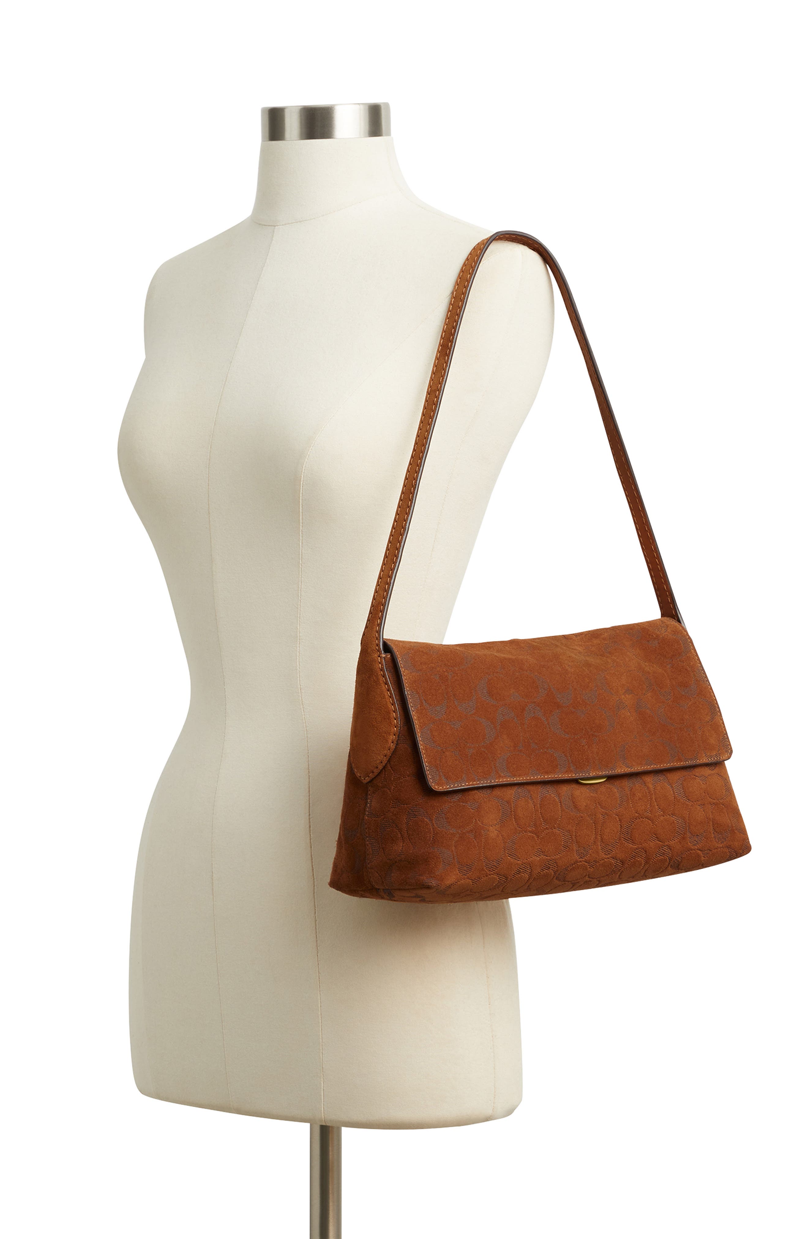 Chelsea 30 Signature Suede Shoulder Bag, Alternate, color, B4/ TOBACCO
