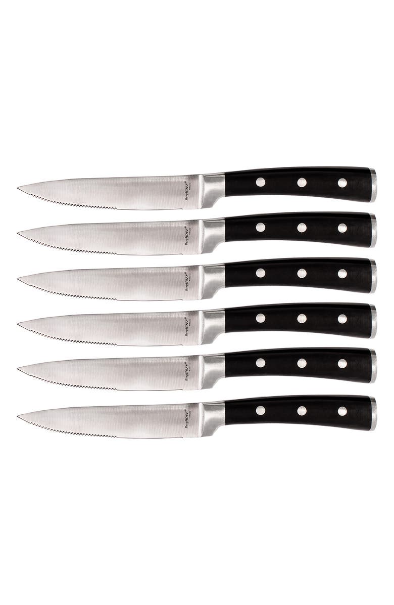 BergHOFF Stainless Steel Steak Knife - Set of 6, Main, color, Black