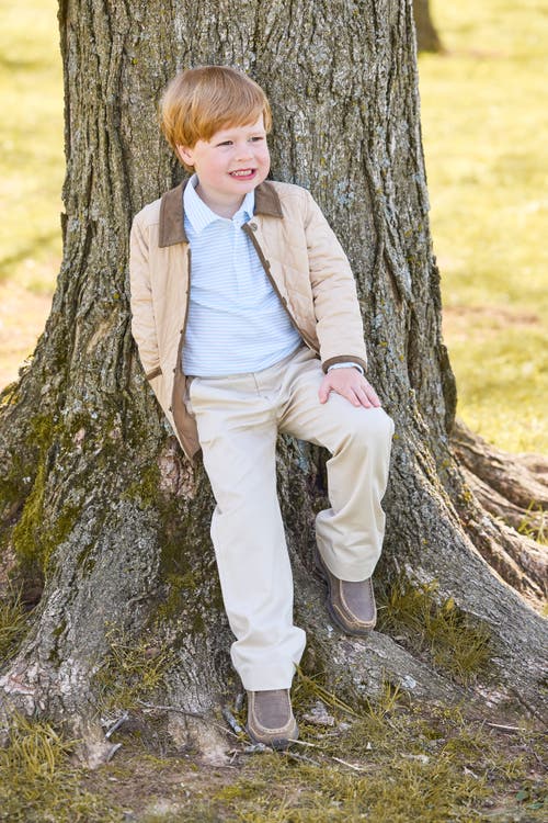 Little English Kids' Striped Long Sleeve Polo In Blue