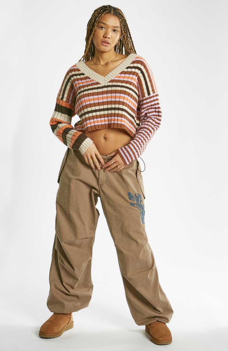 BDG Urban Outfitters Stripe V-Neck Crop Sweater, Alternate, color, 