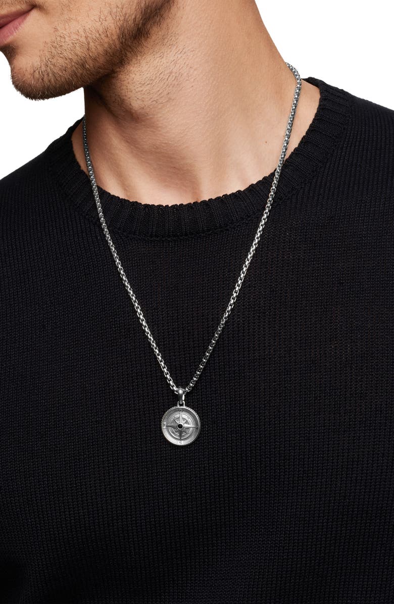 David Yurman Maritime Compass Pendant, Alternate, color, Silver Pave