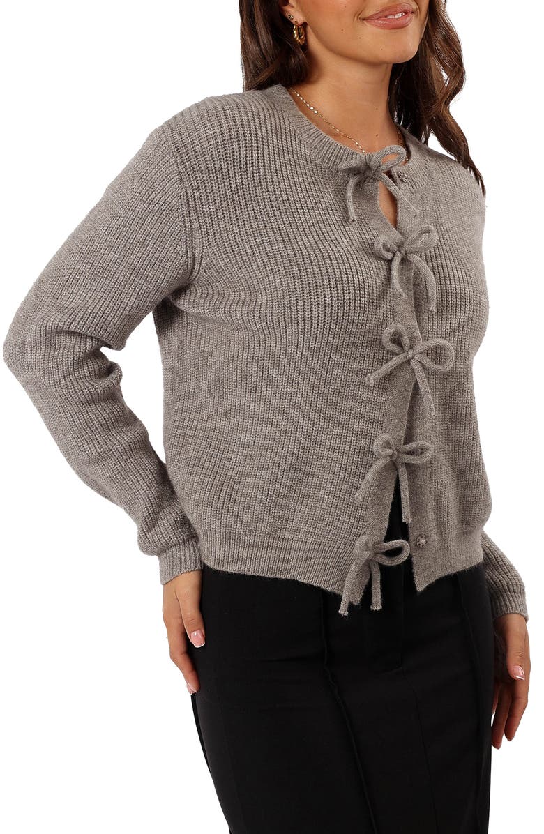 Petal & Pup Wilde Bow Front Cardigan, Main, color, Light Grey