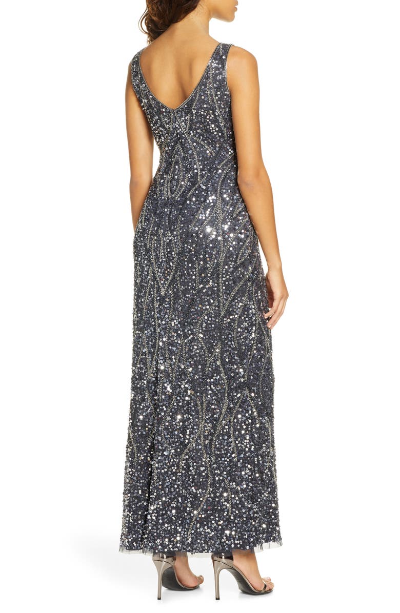 Pisarro Nights Sequin & Bead Sleeveless Gown, Alternate, color,
