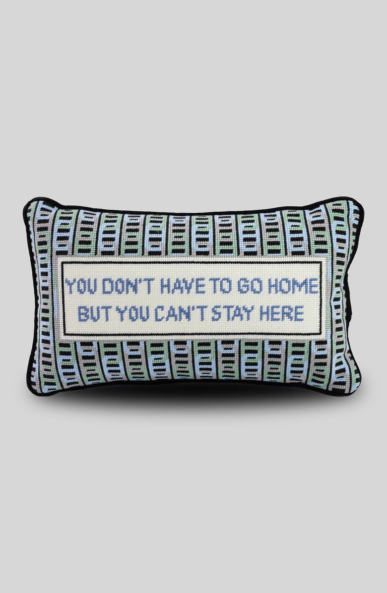 Furbish Needlepoint Pillow, Main, color, Can't Stay Here