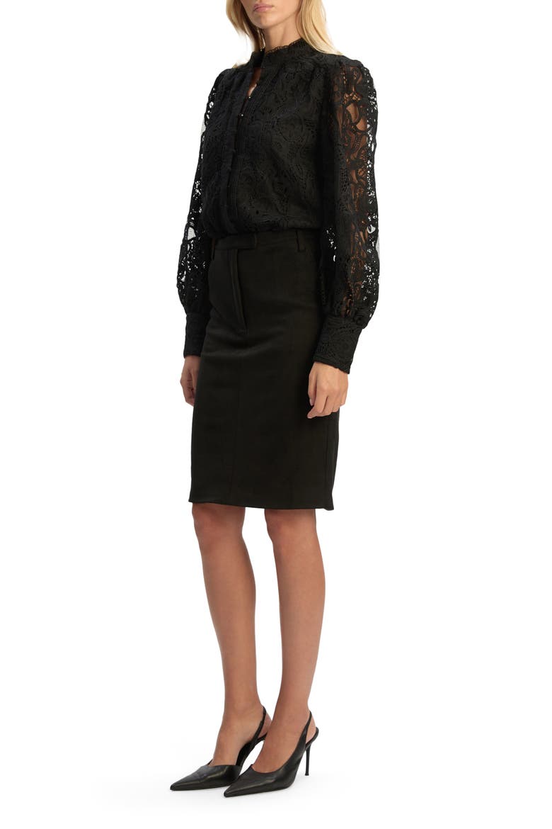 Phenix Faux Suede Pencil Skirt, Alternate, color, BLACK