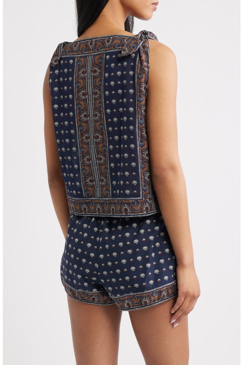 Amalia Print Tie Shoulder Sleeveless Top, Alternate, color, BLEU FOULARD DE LA MER