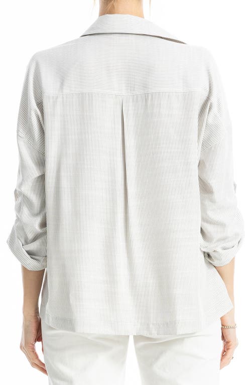 Max Studio Stripe Collared Top In White
