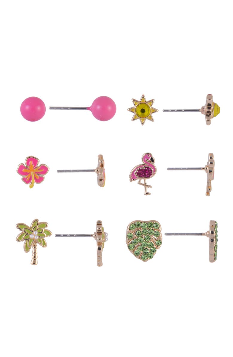 Hallmark 6 Pack Island Theme Stud Earring Set, Alternate, color, Multicolored