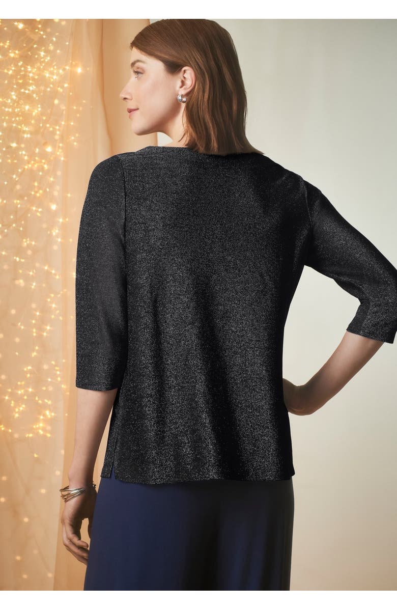 Jessica London Shimmer Tee, Alternate, color, Black Shimmer