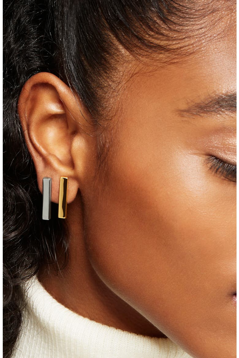 Vertical Bar Stud Earrings, Alternate, color, SILVER