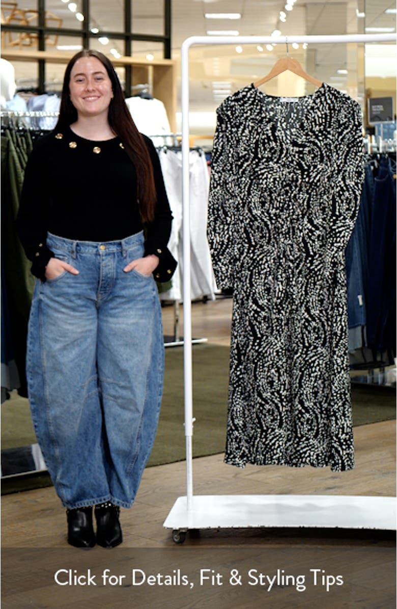 Print Puff Shoulder Long Sleeve Maxi Dress, sales video thumbnail