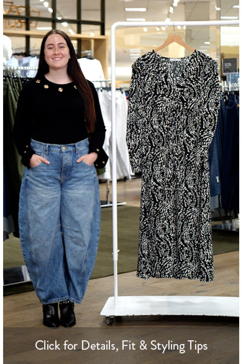 Print Puff Shoulder Long Sleeve Maxi Dress video