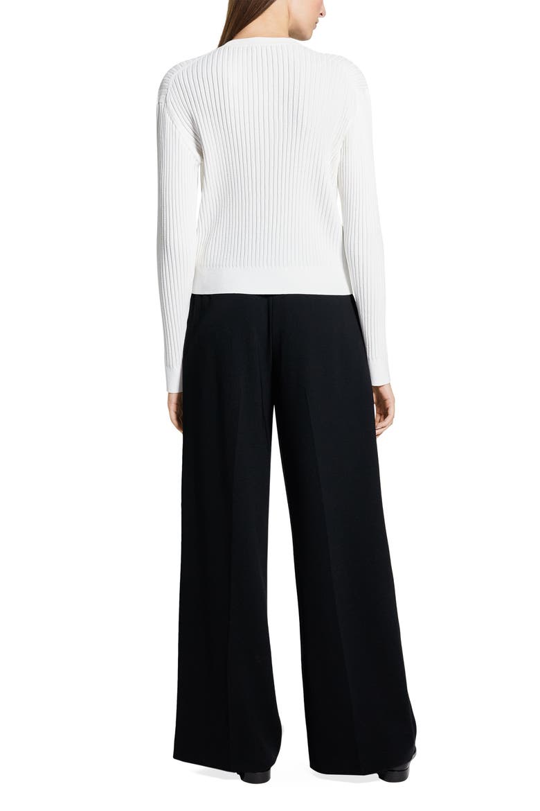 Pointelle Rib Zip Cardigan, Alternate, color, WHITE