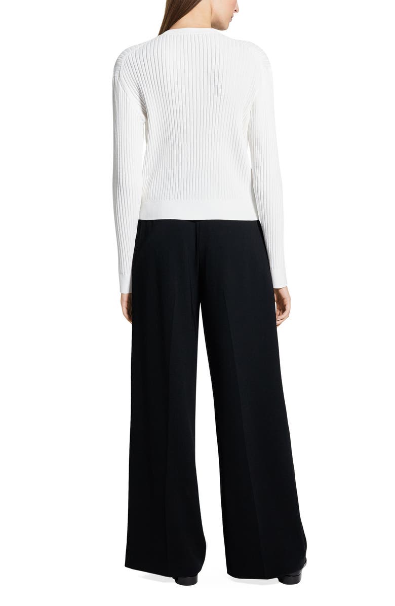 Theory Pointelle Rib Zip Cardigan, Alternate, color, White