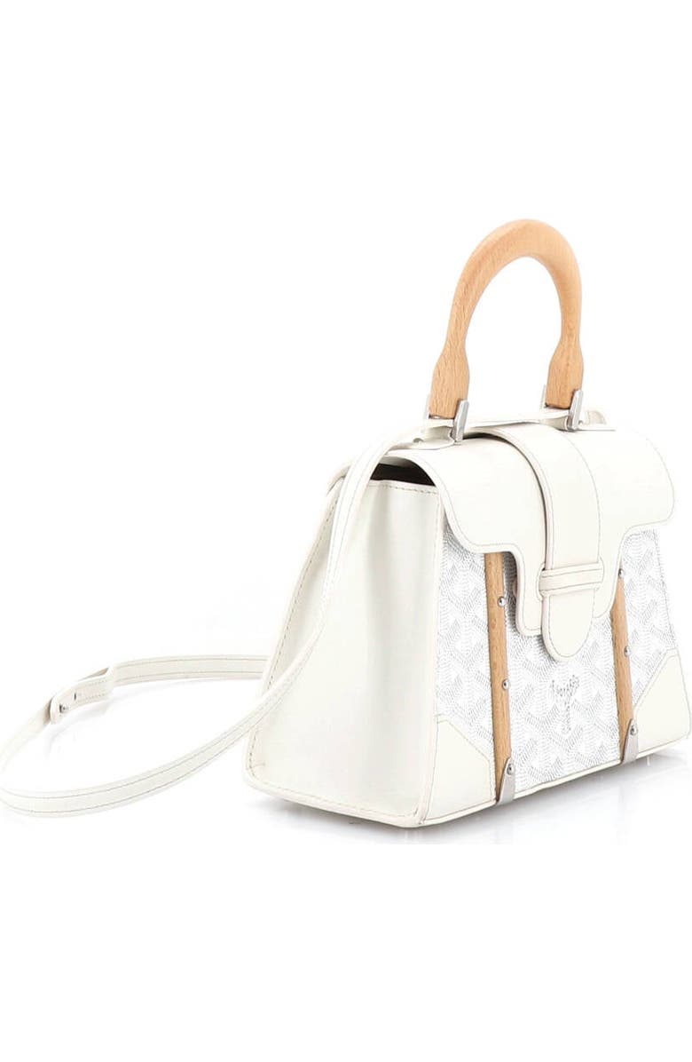 Pre-Owned Goyard Structured Saigon Top Handle Bag Coated Canvas with Leather Mini, Alternate, color, White