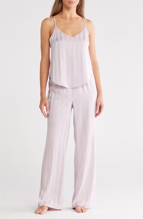 Stripe Jacquard Satin Camisole & Pants Pajamas