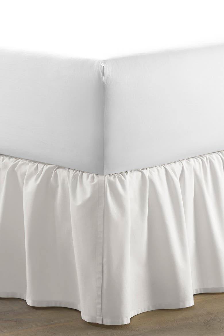 Solid White King Ruffled Bed skirt, Main, color, WHITE