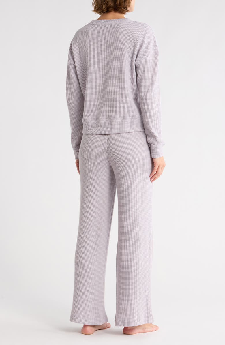 YOGALICIOUS Long Sleeve Top & Pants Waffle Knit Pajamas, Alternate, color, Smokey Slate