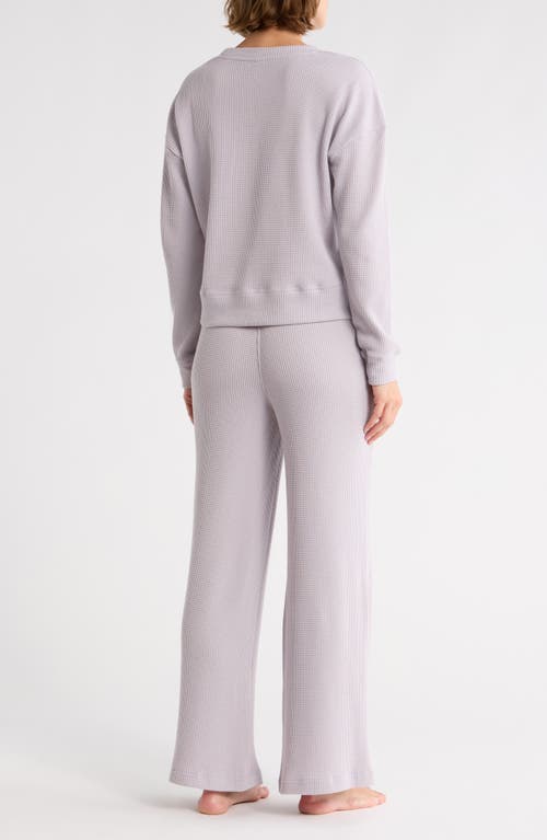 Yogalicious Long Sleeve Top & Pants Waffle Knit Pajamas In Purple