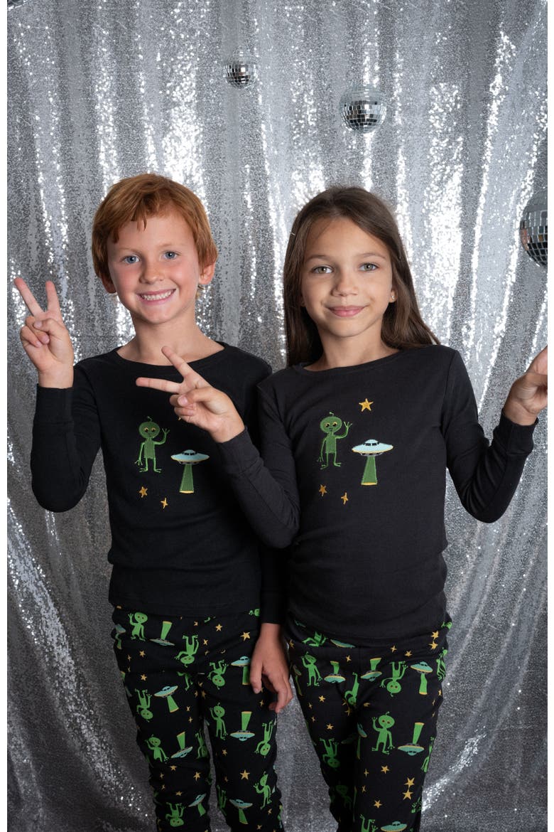 Two-Piece Cotton Halloween Matching Family Pajamas, Fun Prints, Alternate, color, Alien