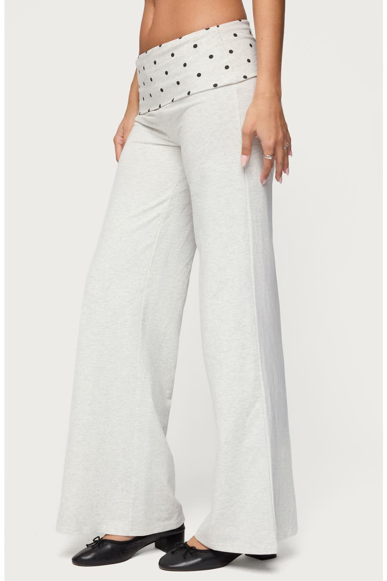 Reeva Polka Dot Foldover Pants, Alternate, color, LIGHT-GRAY-MELANGE