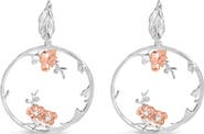 Haus of Brilliance Rose Gold Plated Silver 1/10 Ct Diamond Floral Hoop Earrings