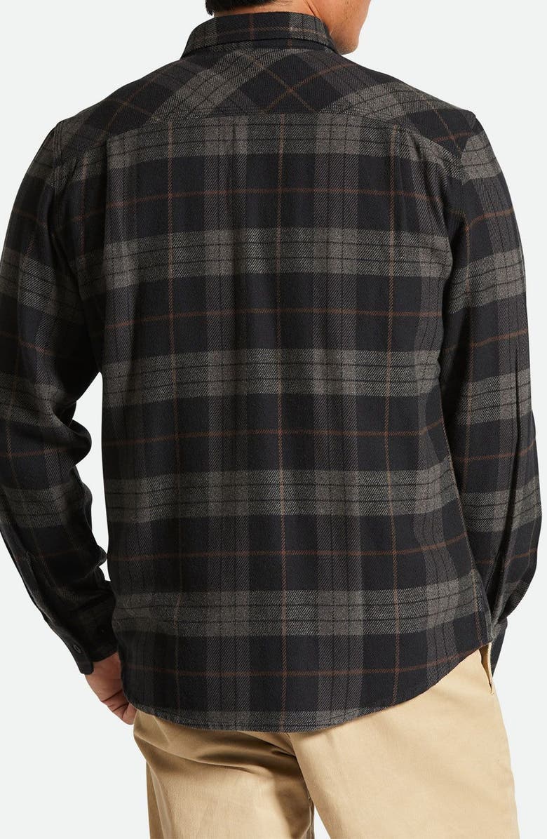 Brixton Bowery Slim Fit Plaid Flannel Button-Up Shirt, Alternate, color, Black/ Charcoal