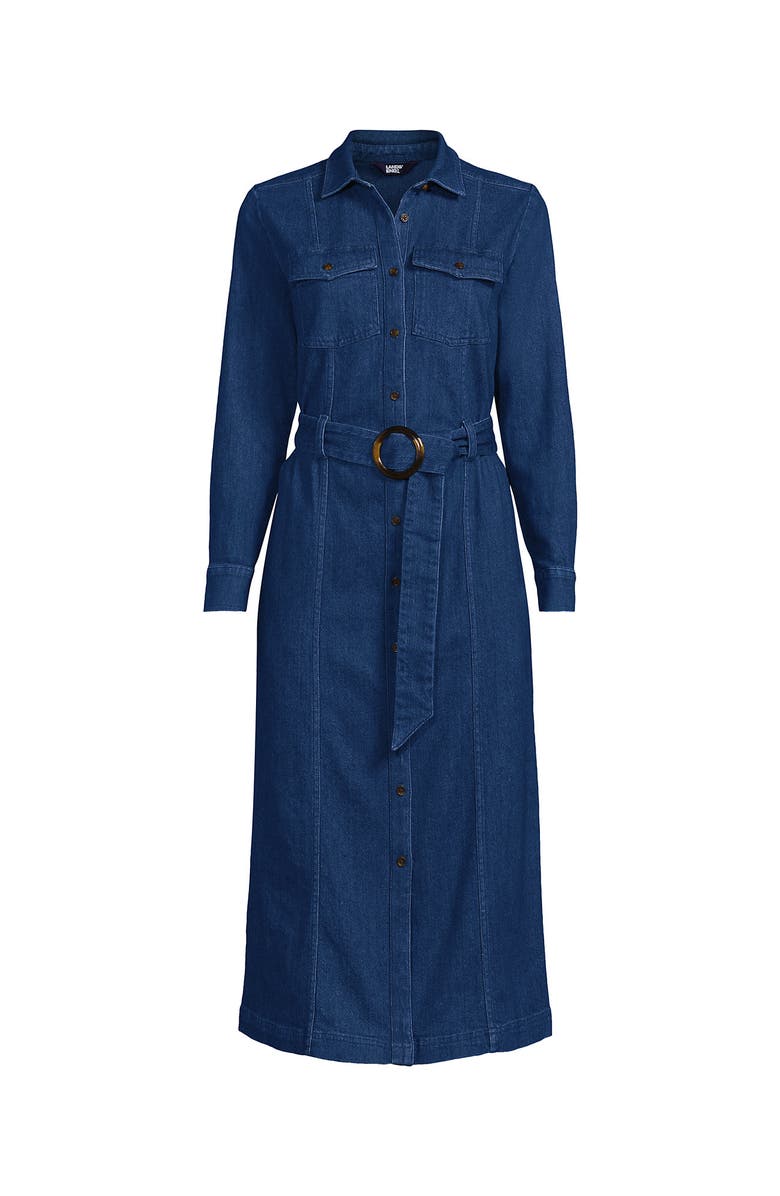 Lands' End Soft Denim Midi Shirt Dress, Alternate, color, Valletta Blue Wash