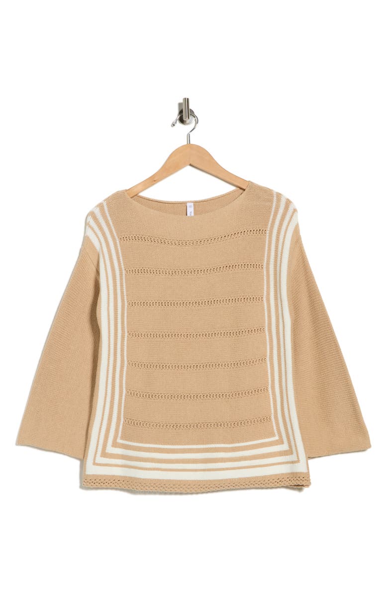 WISHLIST Border Stripe Sweater, Main, color, Taupe/ Cream