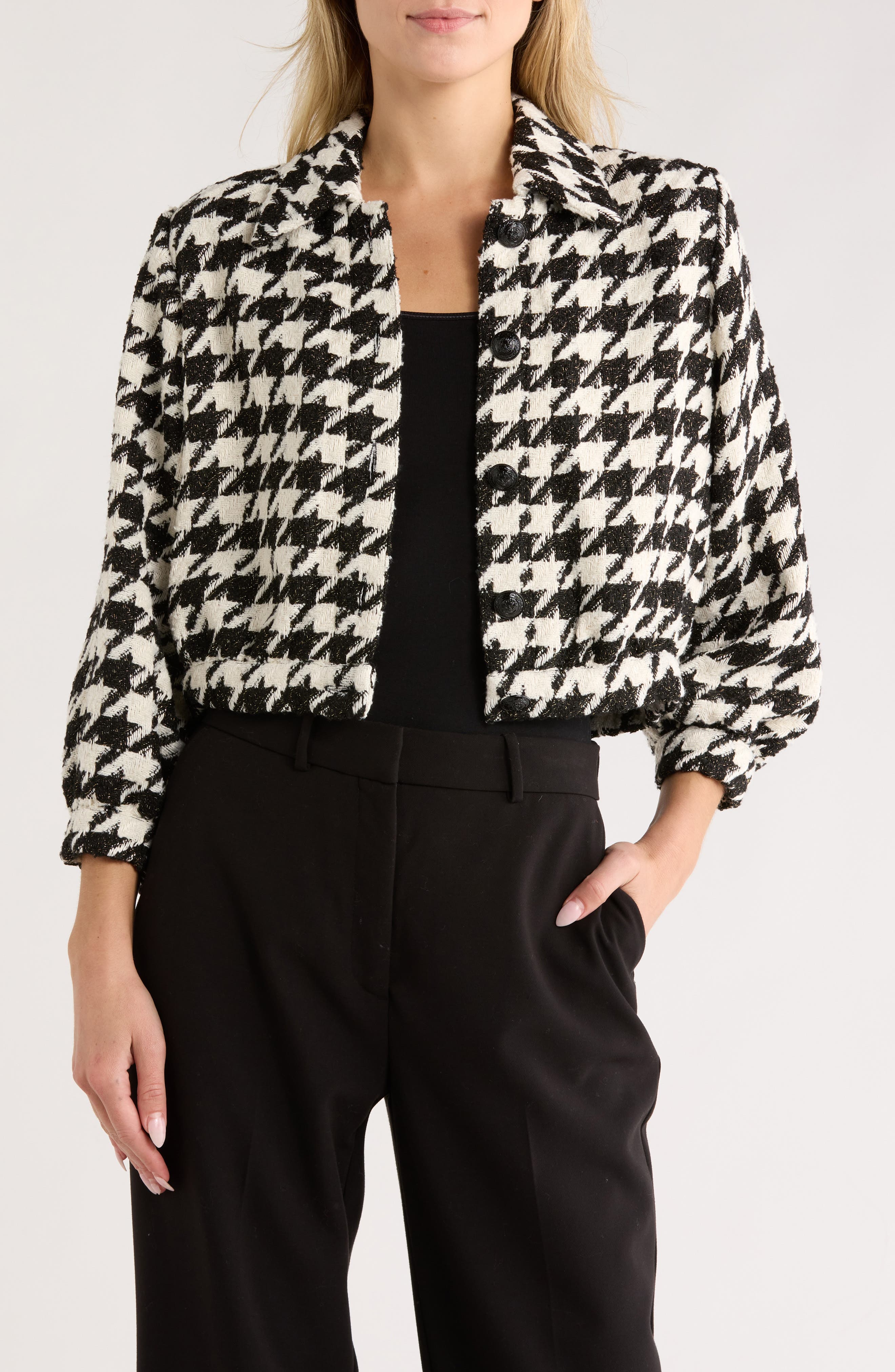 L'AGENCE Bridges Houndstooth Crop Jacket