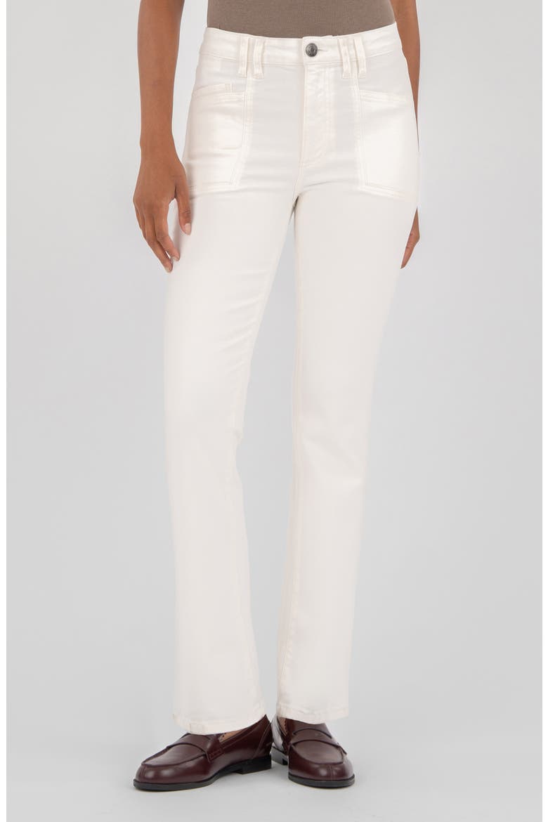 Kelsey Inset Pocket Ankle Flare Jeans, Main, color, CREAM