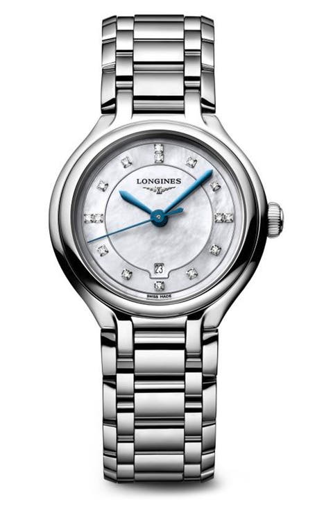 PrimaLuna Mother-of-Pearl & Diamond Bracelet Watch, 30mm