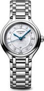 Longines PrimaLuna Mother-of-Pearl & Diamond Bracelet Watch, 30mm
