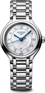 Longines PrimaLuna Mother-of-Pearl & Diamond Bracelet Watch, 30mm