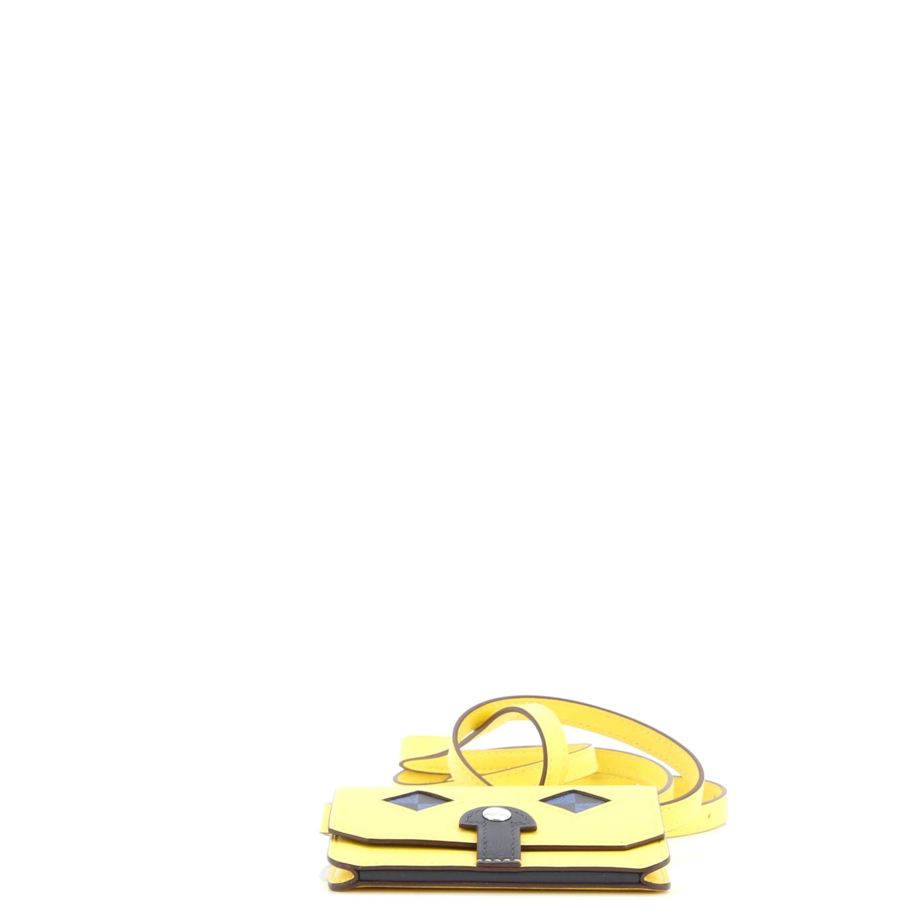 Pre-Owned Hermes Chien Card Holder with Strap Swift and Chevre Mysore, Alternate, color, Jaune De Naples