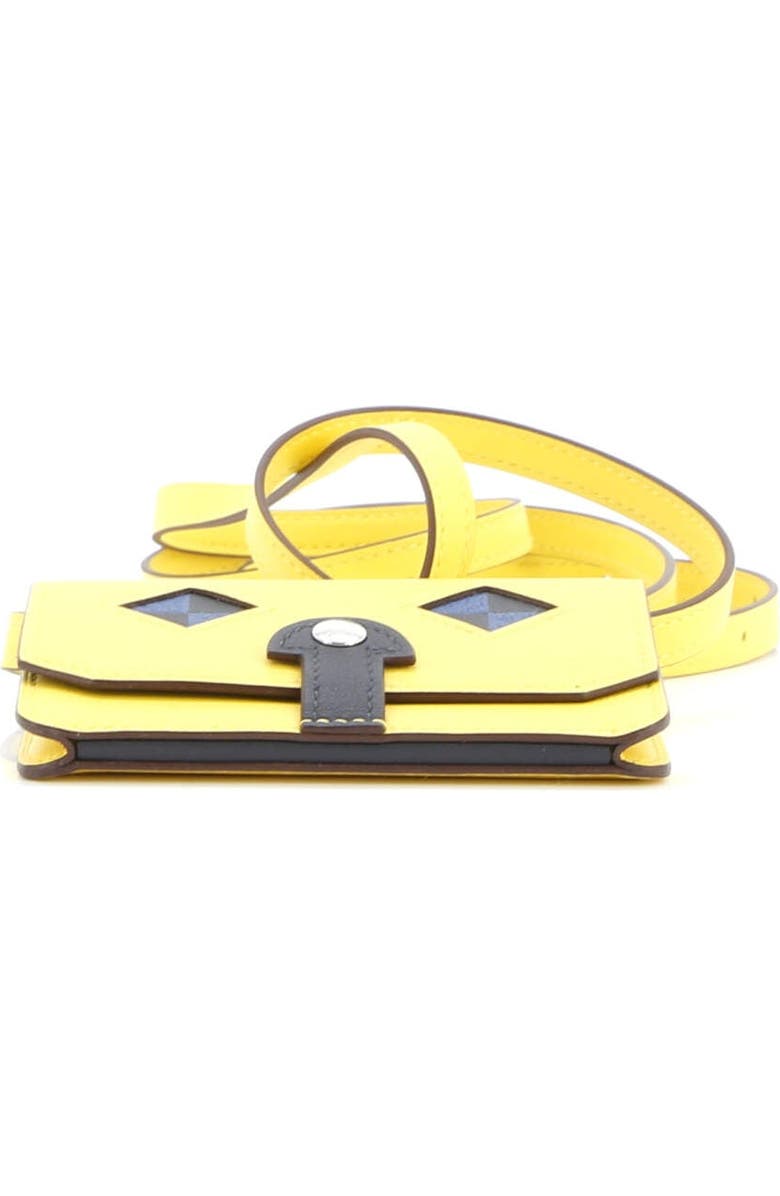 Pre-Owned Hermes Chien Card Holder with Strap Swift and Chevre Mysore, Alternate, color, Jaune De Naples