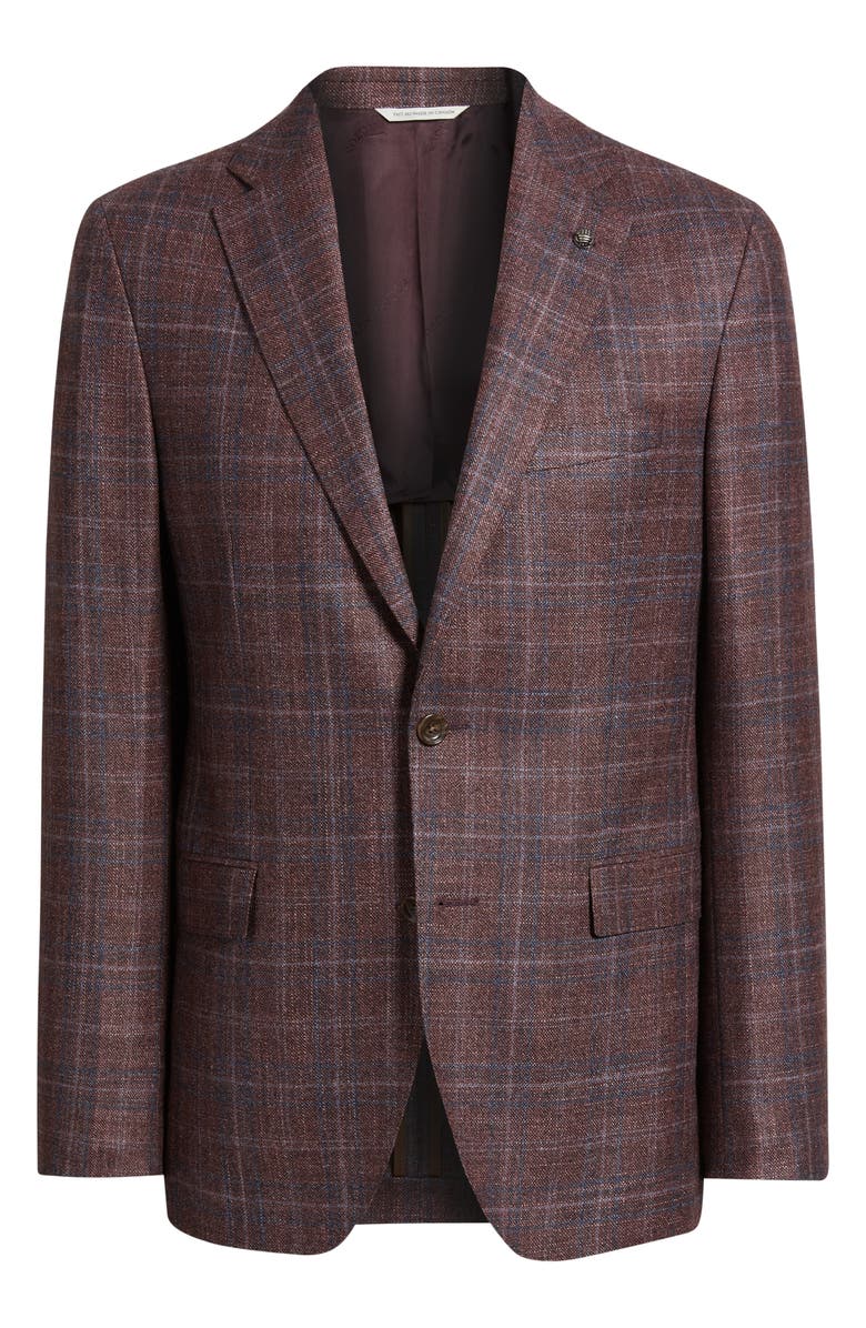 Jack Victor McAllen Red Plaid Soft Constructed Wool & Silk Blend Sport Coat, Alternate, color,