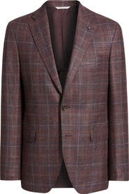 Jack Victor McAllen Red Plaid Soft Constructed Wool & Silk Blend Sport Coat