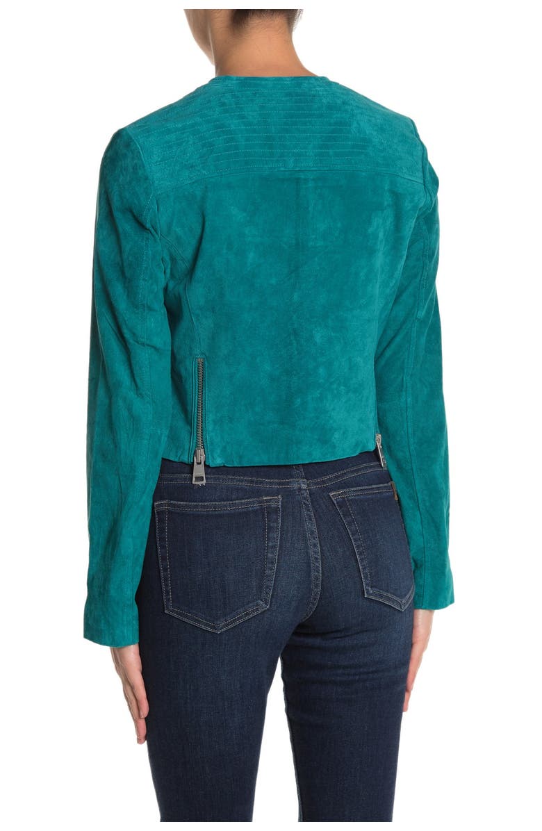 Bagatelle Collarless Suede Fitted Jacket, Alternate, color,
