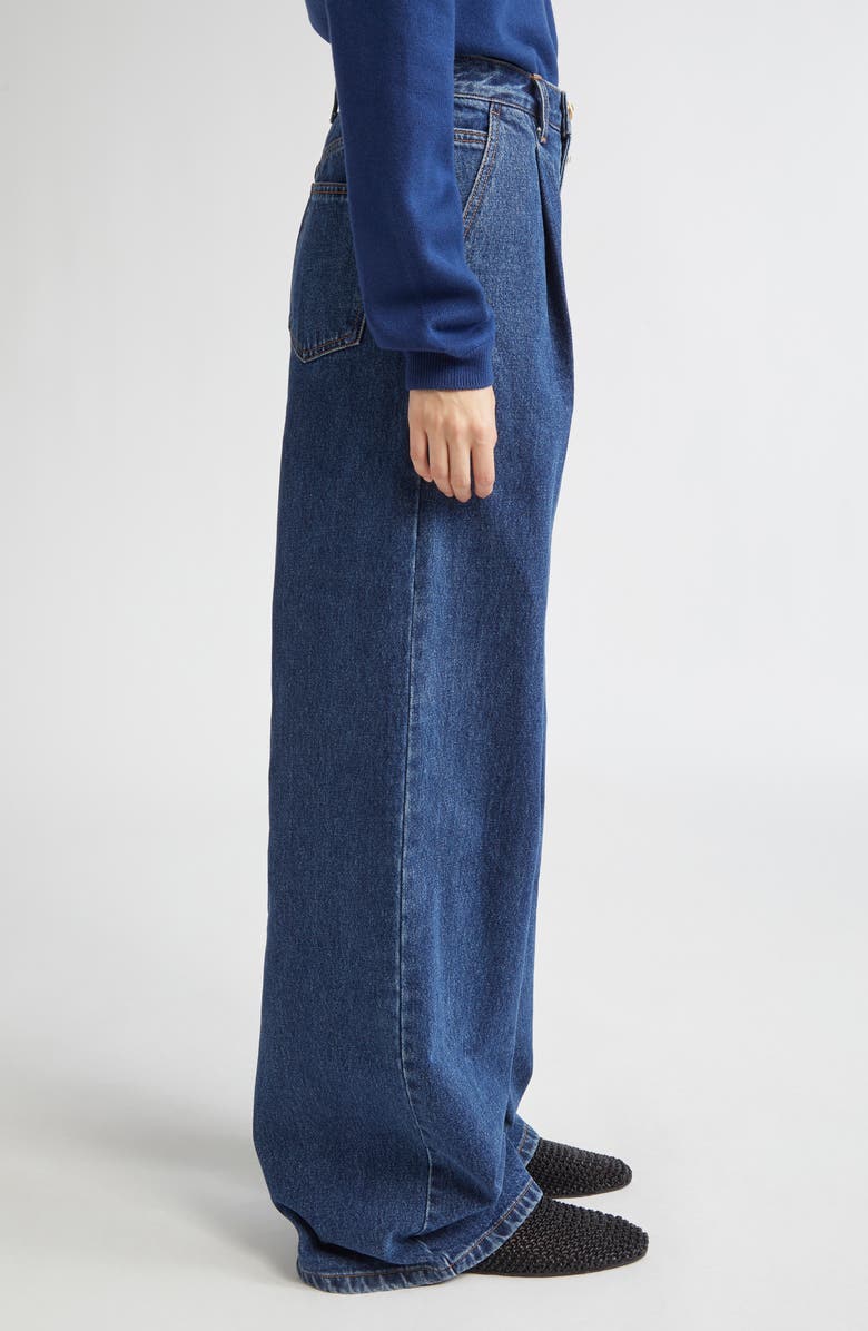 EENK Pleated Wide Leg Jeans, Alternate, color, Denim Blue
