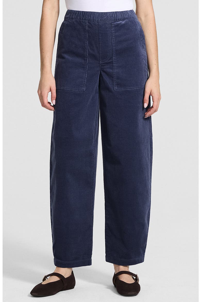 Corduroy High Rise Pull On Utility Barrel Leg Pants, Main, color, Dusty Indigo