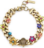 Kurt Geiger London Eagle's Head Floral Curb Chain Bracelet