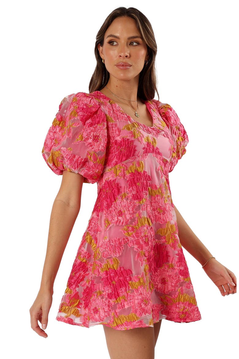 Jordin Floral Puff Sleeve Minidress, Alternate, color, PINK