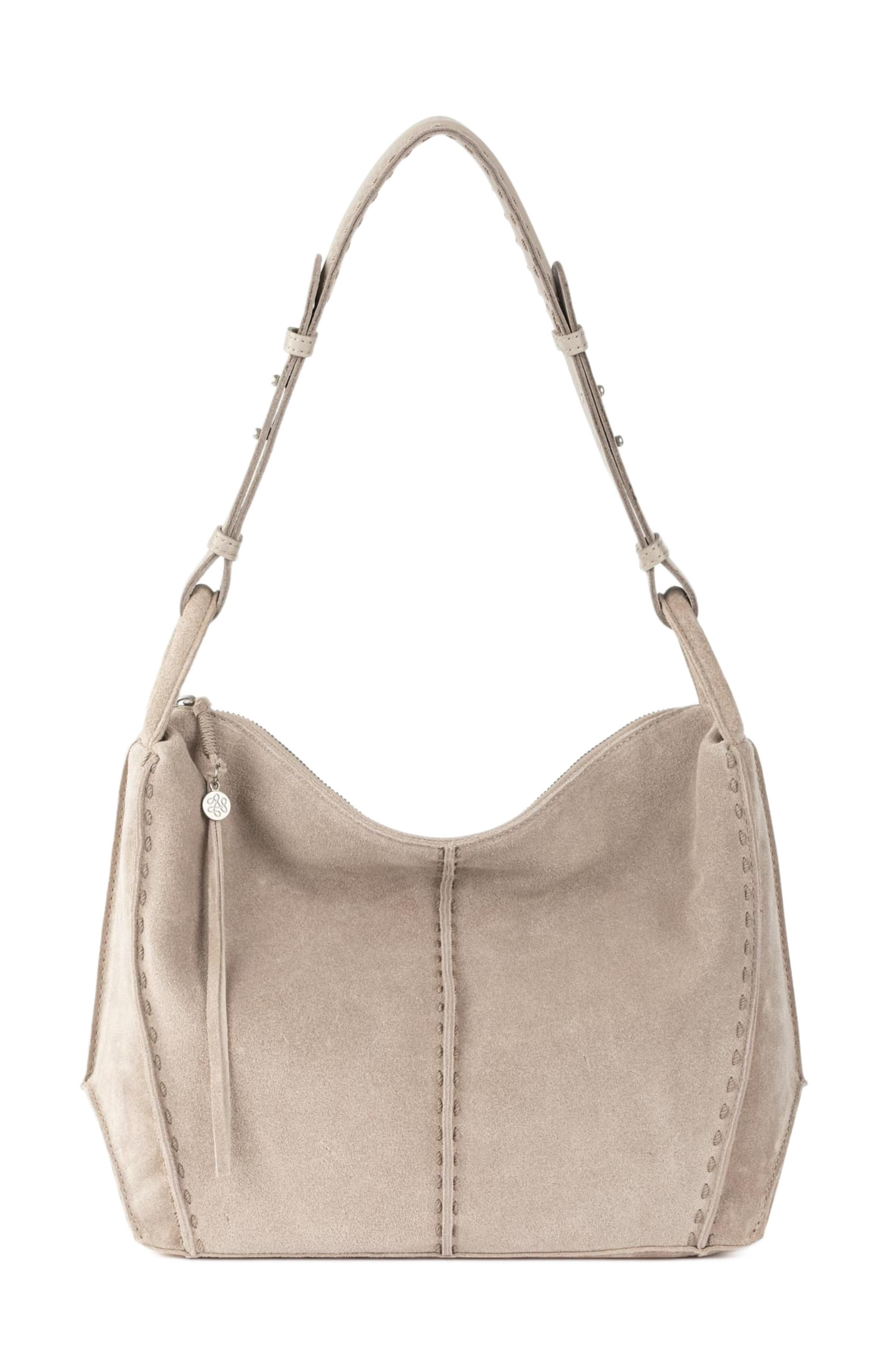 Los Feliz Hobo Leather Bag, Alternate, color, Sand Suede