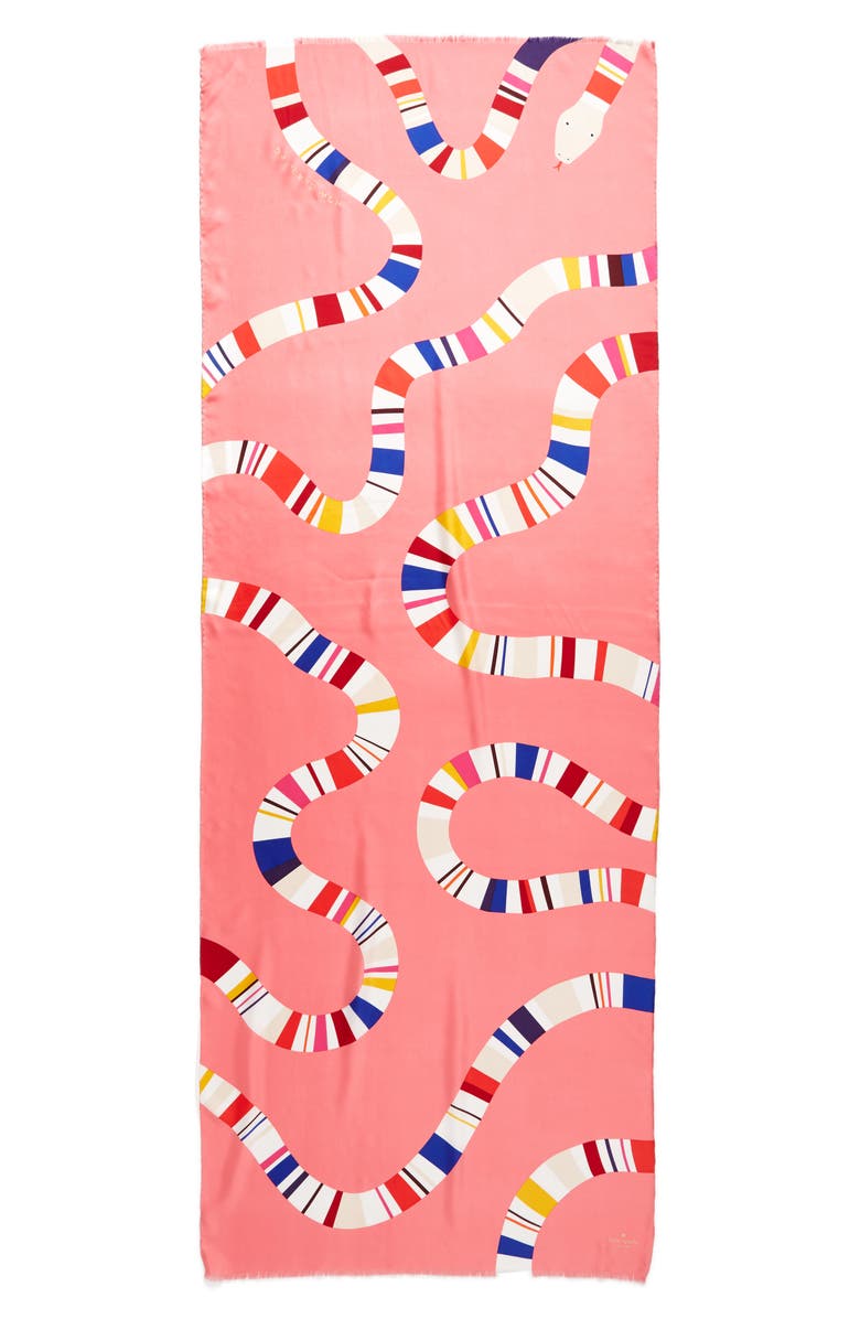 Kate Spade New York snake print silk scarf, Alternate, color, 