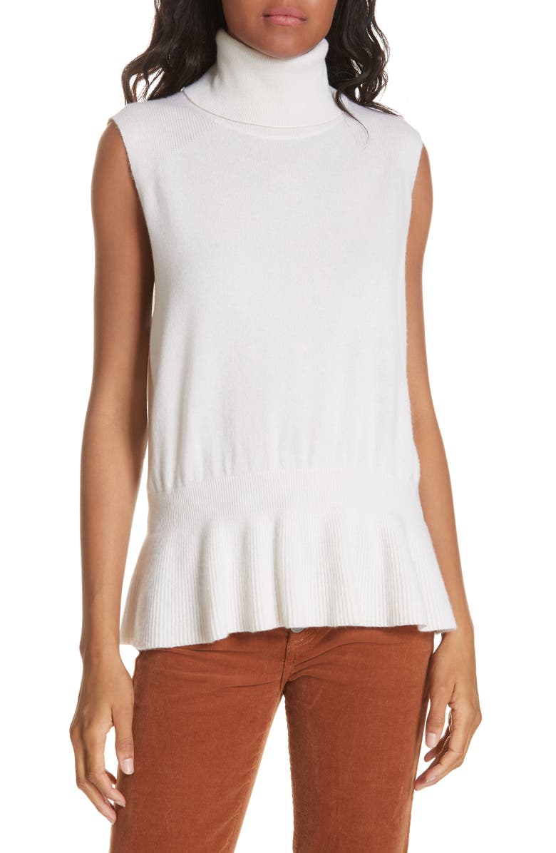 Veronica Beard Noor Turtleneck Peplum Cashmere Top, Main, color,