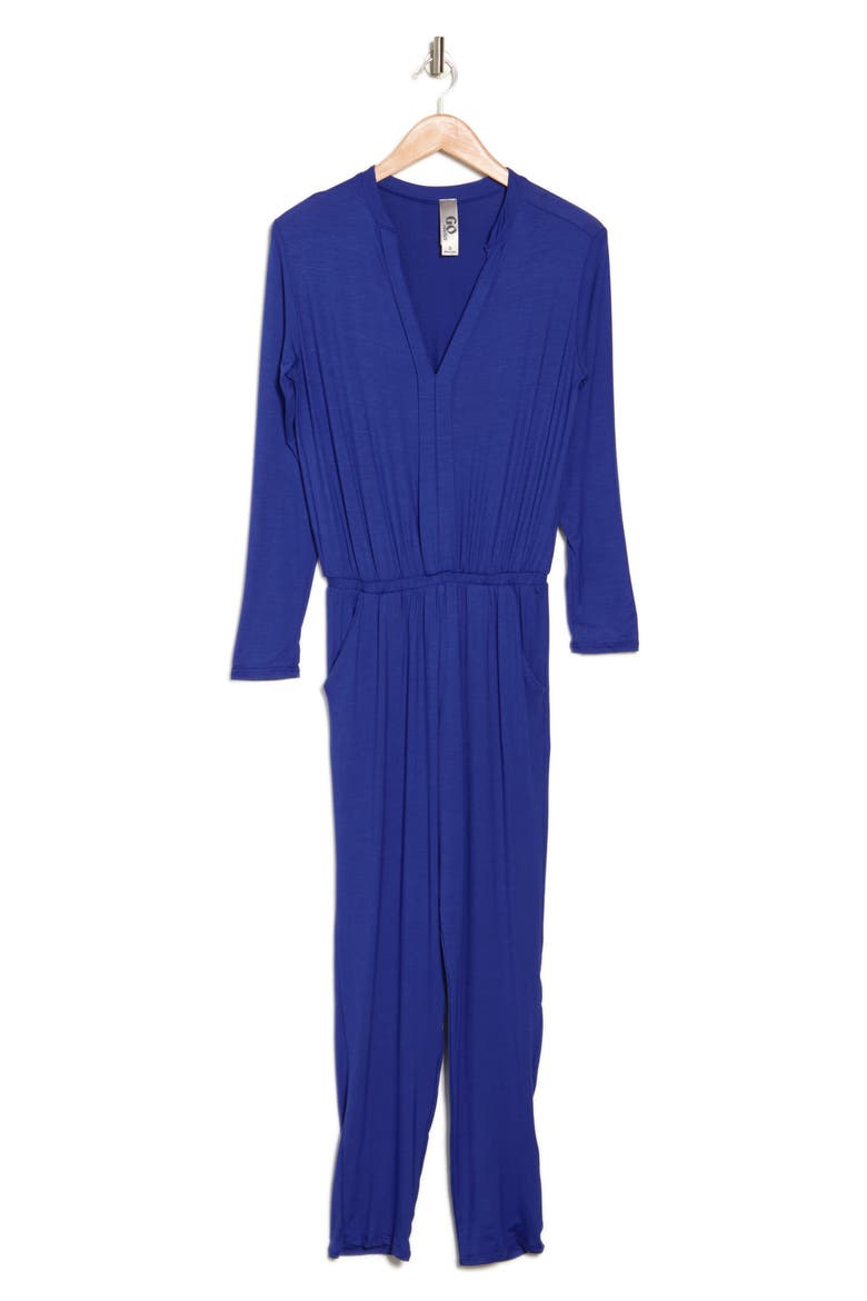 Split Neck Straight Leg Jumpsuit, Alternate, color, ROYAL BLUE