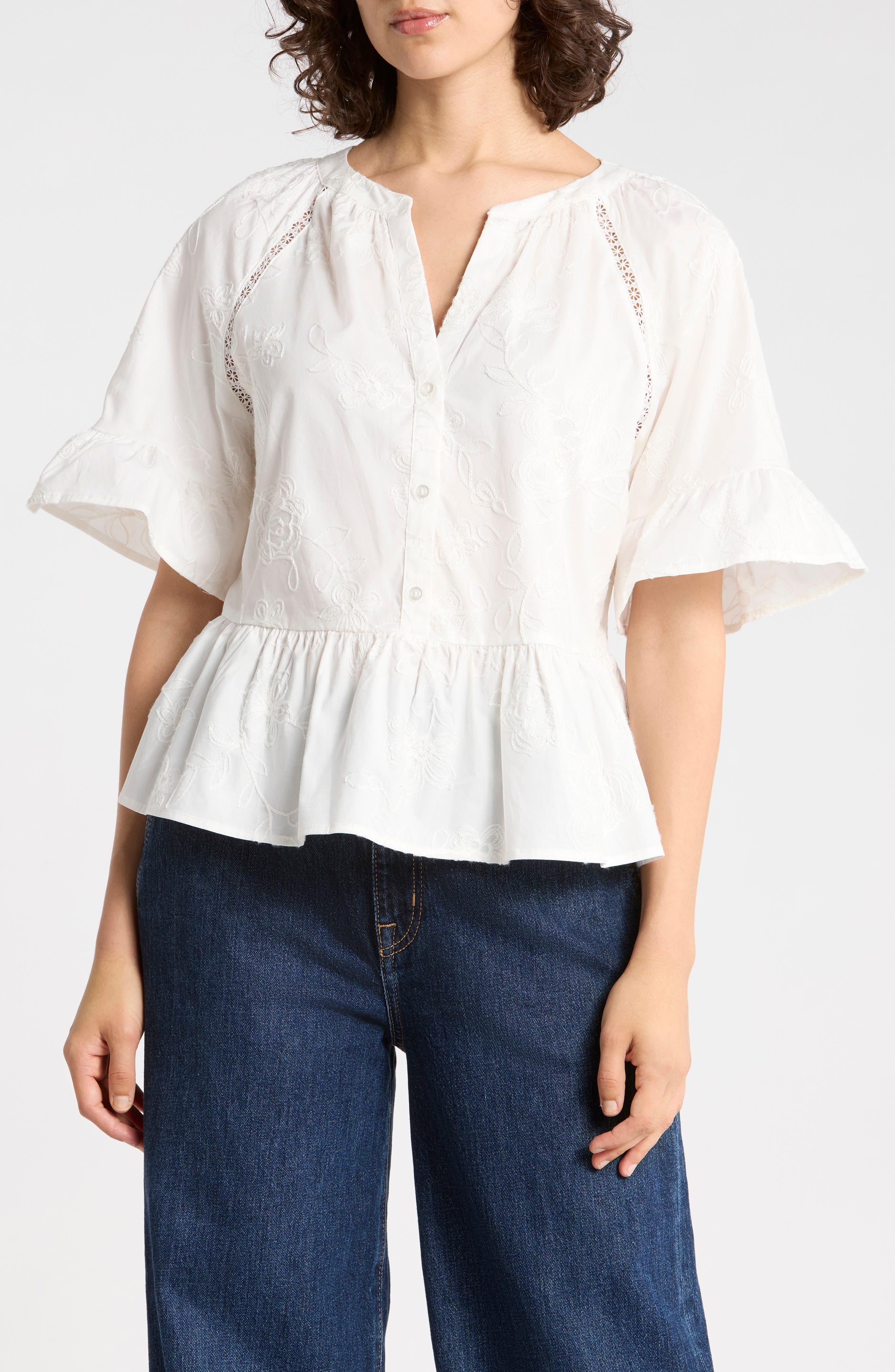 Ruffle Short Sleeve Peplum Top