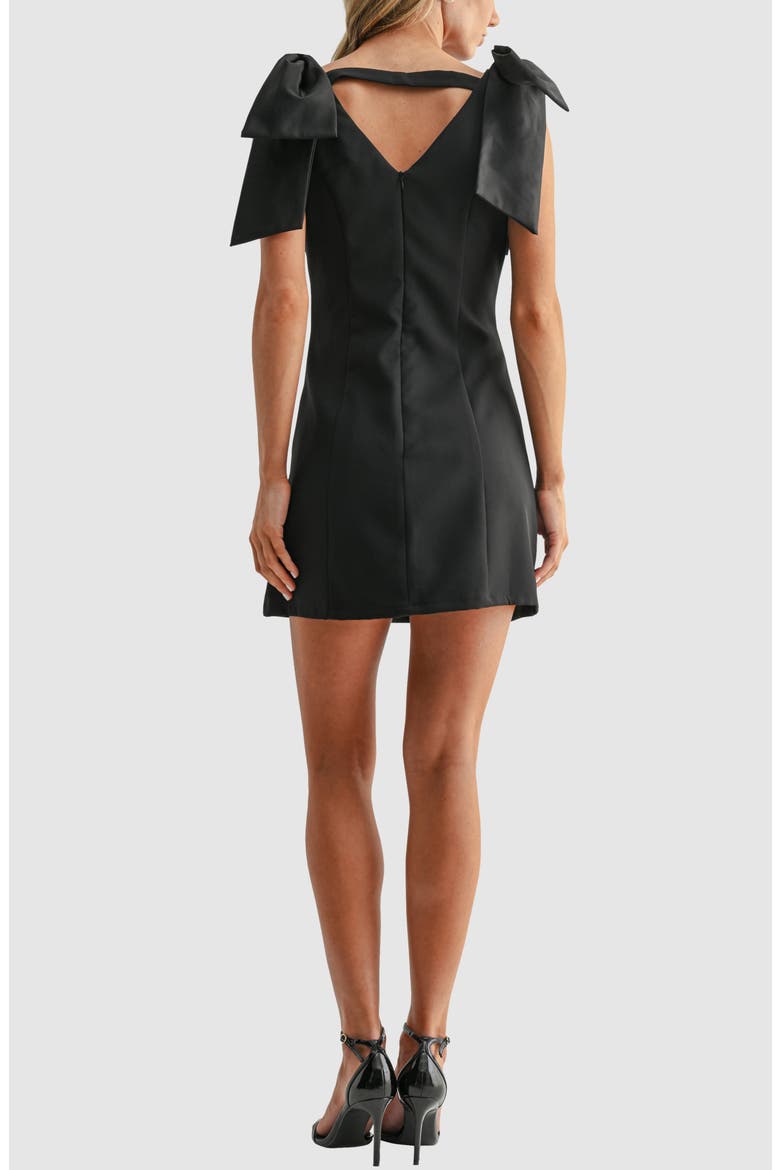 Bow Shoulder Embellished Minidress, Alternate, color, BLACK