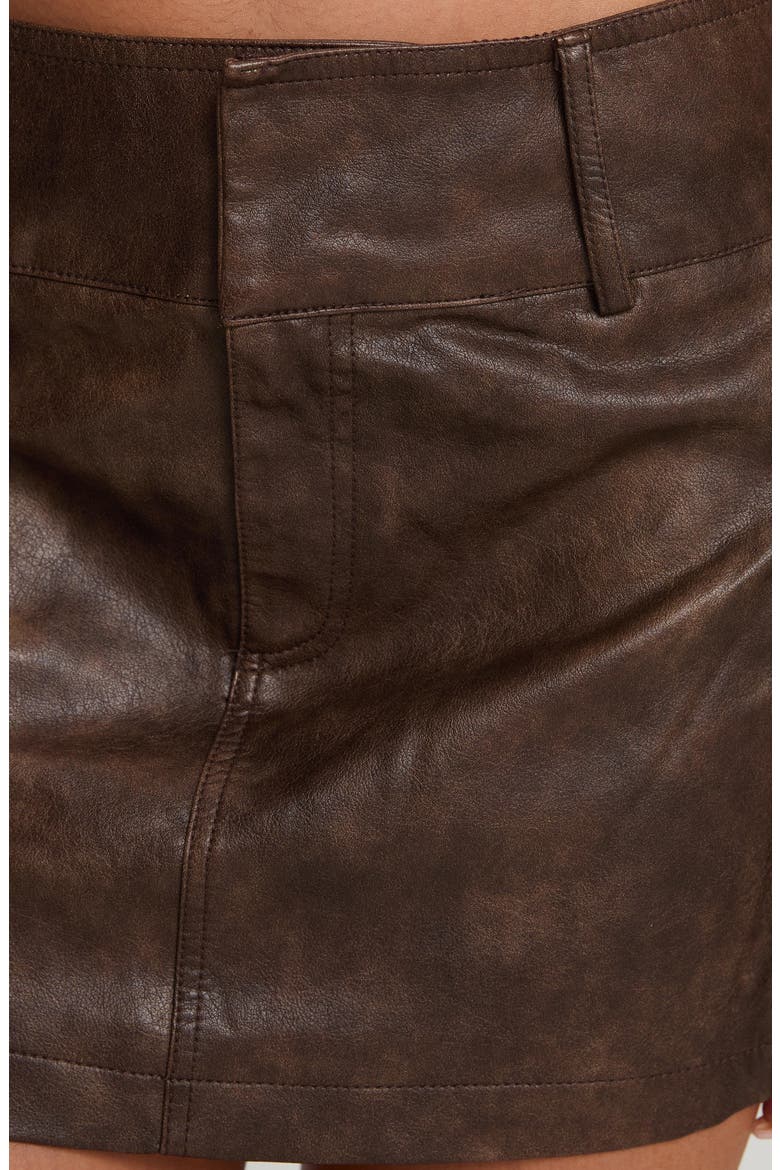 Domenic Washed Faux Leather Cargo Miniskirt, Alternate, color, WASHED BROWN